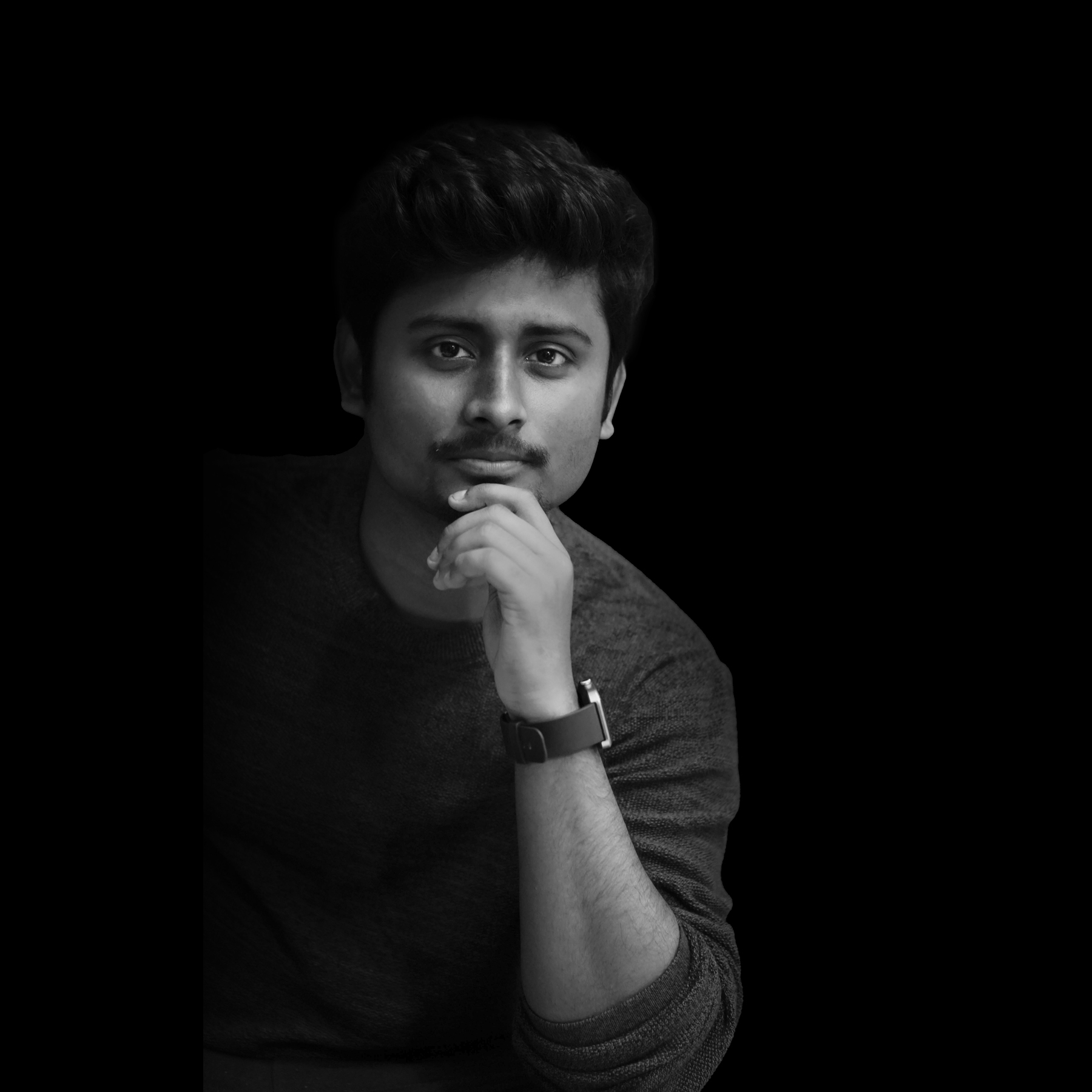 Black and white studio portrait